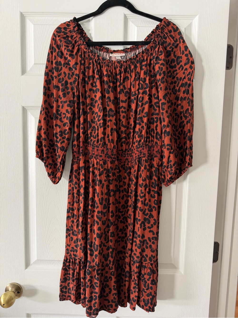 Knox Rose Rust and Black Leopard Midi Dress